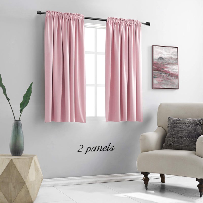 DONREN Pink Curtains for Kids Room - Home Decoration Privacy Protection Blackout Thermal Insulated Window Drape with Rod Pocket (Set of 2 Panels,42 x 45 Inch) - Image 2